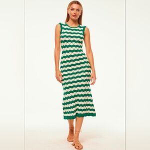 MISA Los Angeles Knits | Women ROSALBA DRESS Emerald Stripe. NWT. Size Small.